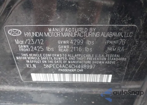 2012 Hyundai Sonata Limited from USA, damaged, VIN 5NPEC4AC4CH498997